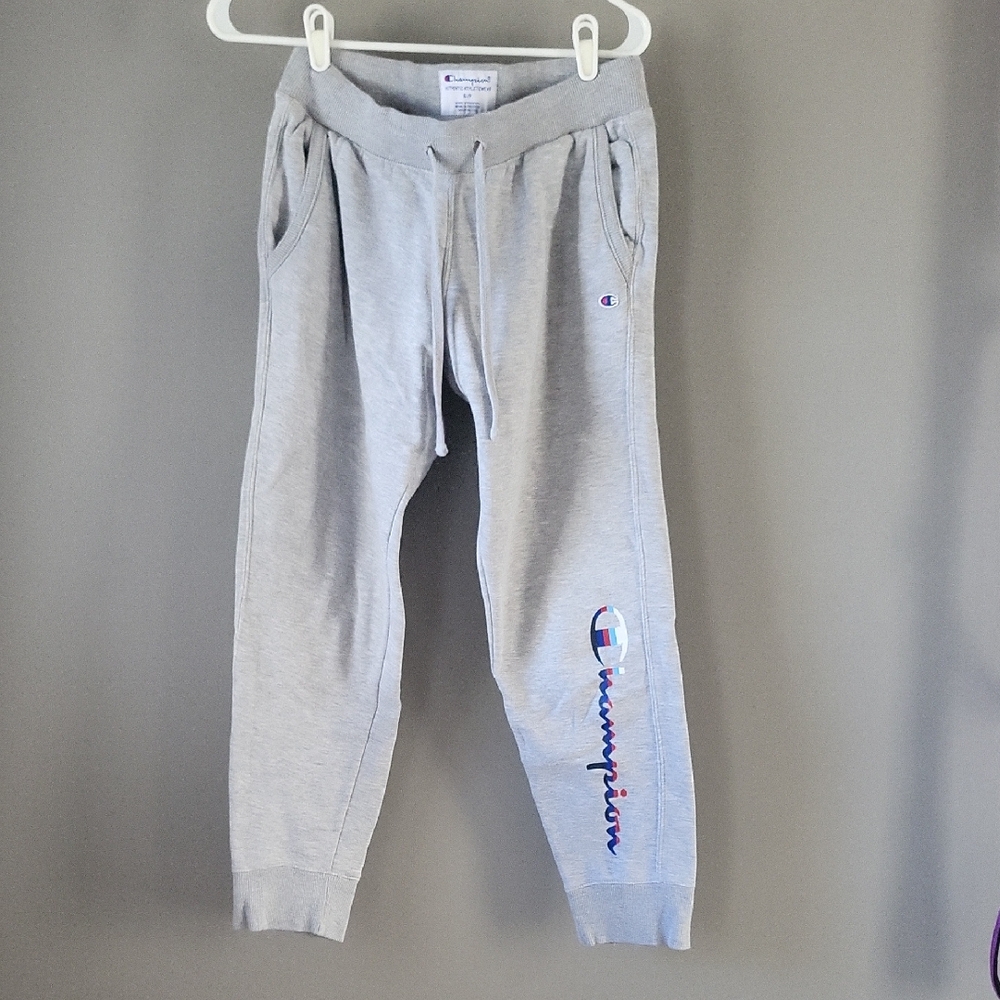 Champion Light Gray Sweatpants with Logo